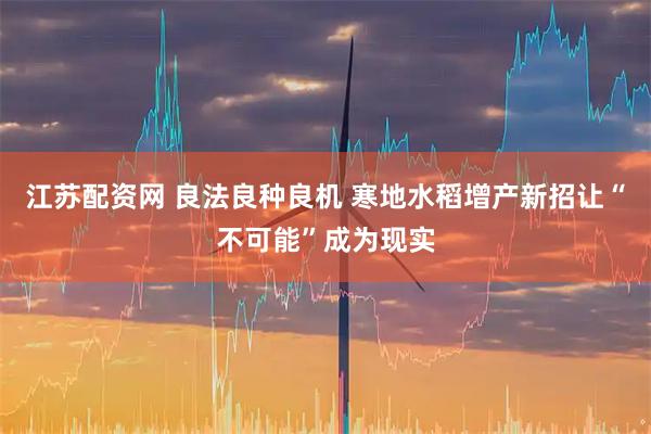江苏配资网 良法良种良机 寒地水稻增产新招让“不可能”成为现实